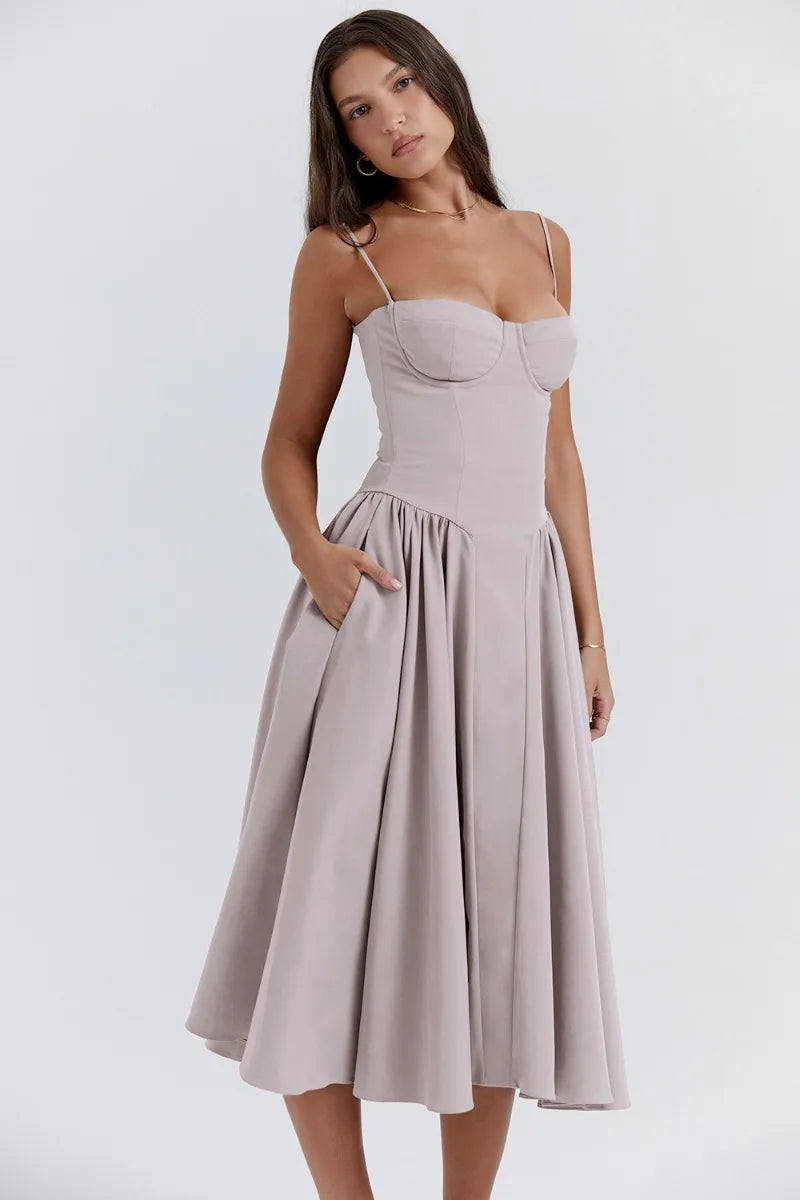 Jutte - Robe Midi Sans Manches pour Femmes