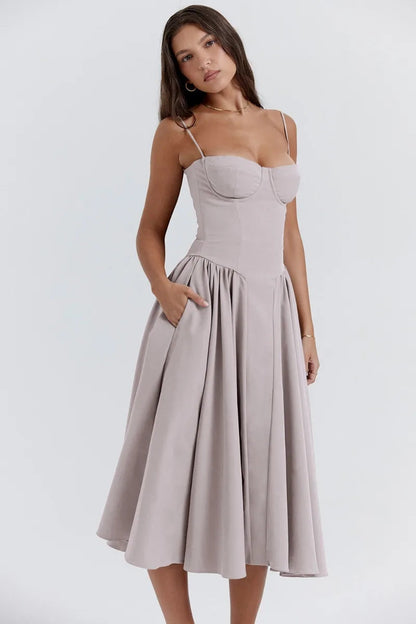 Jutte - Robe Midi Sans Manches pour Femmes