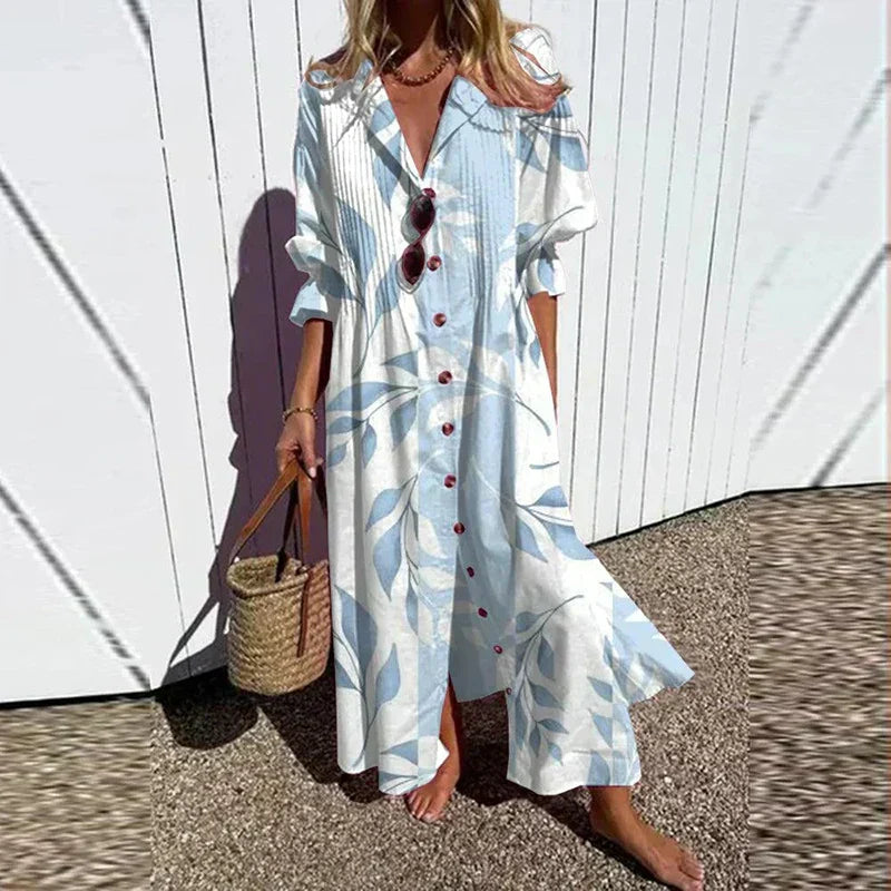 Cassidy - Robe Maxi à Manches Bouffantes Boho