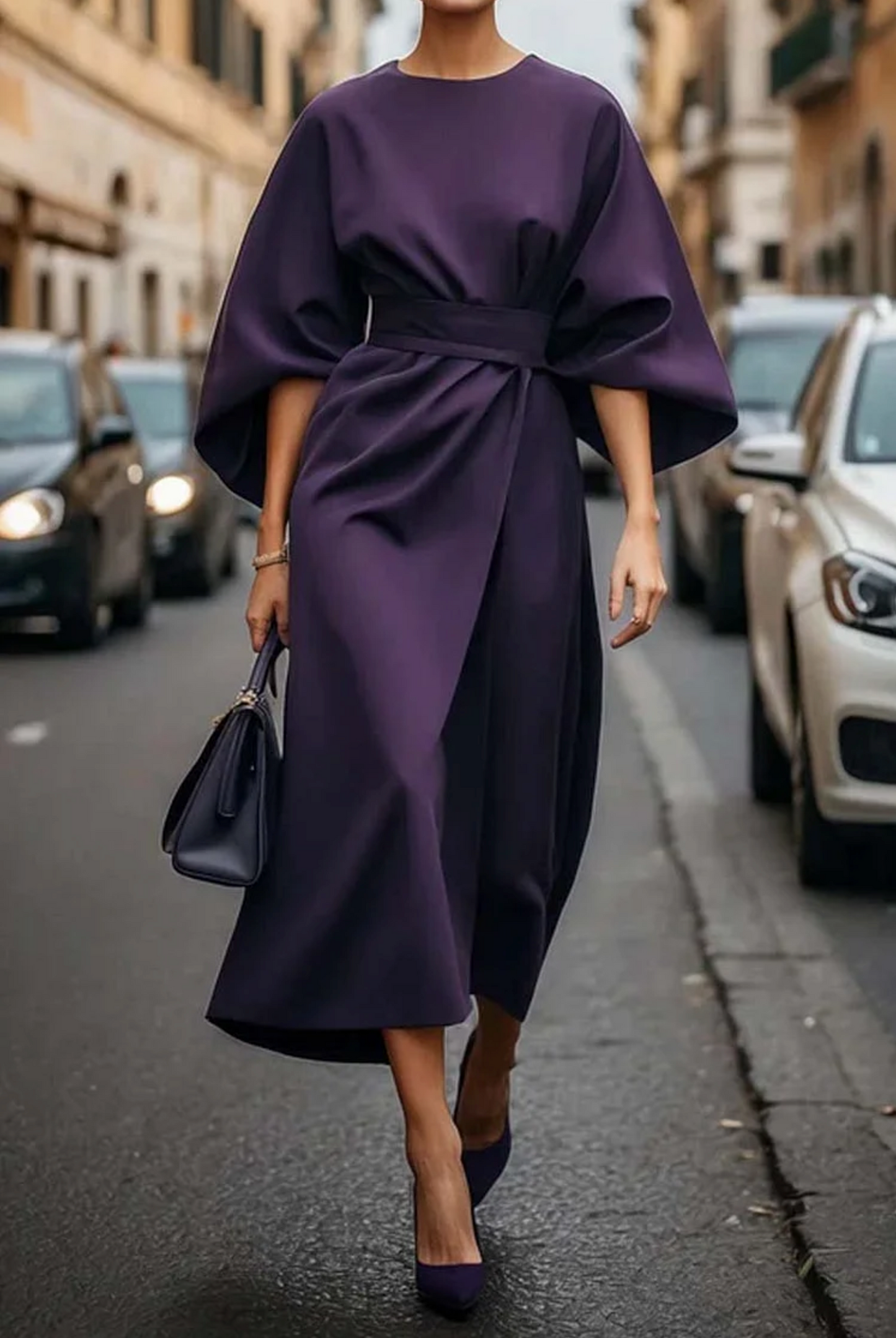 Sonia - Robe Élégante avec Manches Bouffantes et Ceinture