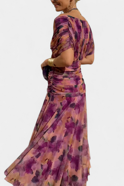 VIVIAN | ROBE LONGUE À FLEURS AVEC ENCOLURE EN V