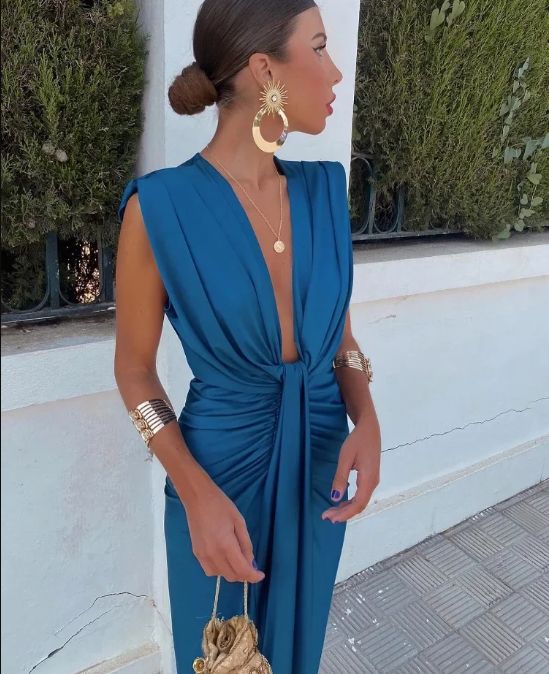 Robe Plissée Élégante - Silhouette Sophistiquée Femme