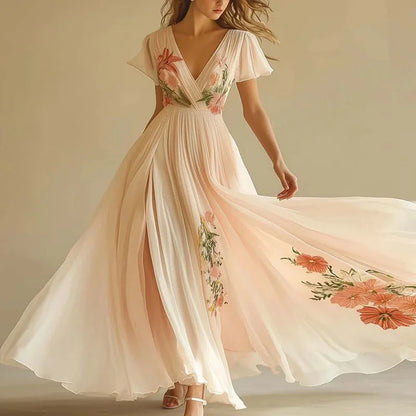 Amelia | Robe de Soirée Élégante avec Taille Haute et Décolleté en V