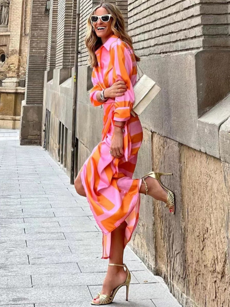 Clarissa | Robe Chemise Midi Rayée
