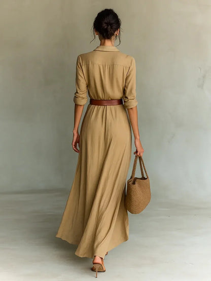 Robe Maxi Ilona – Chic et Intemporelle en Kaki