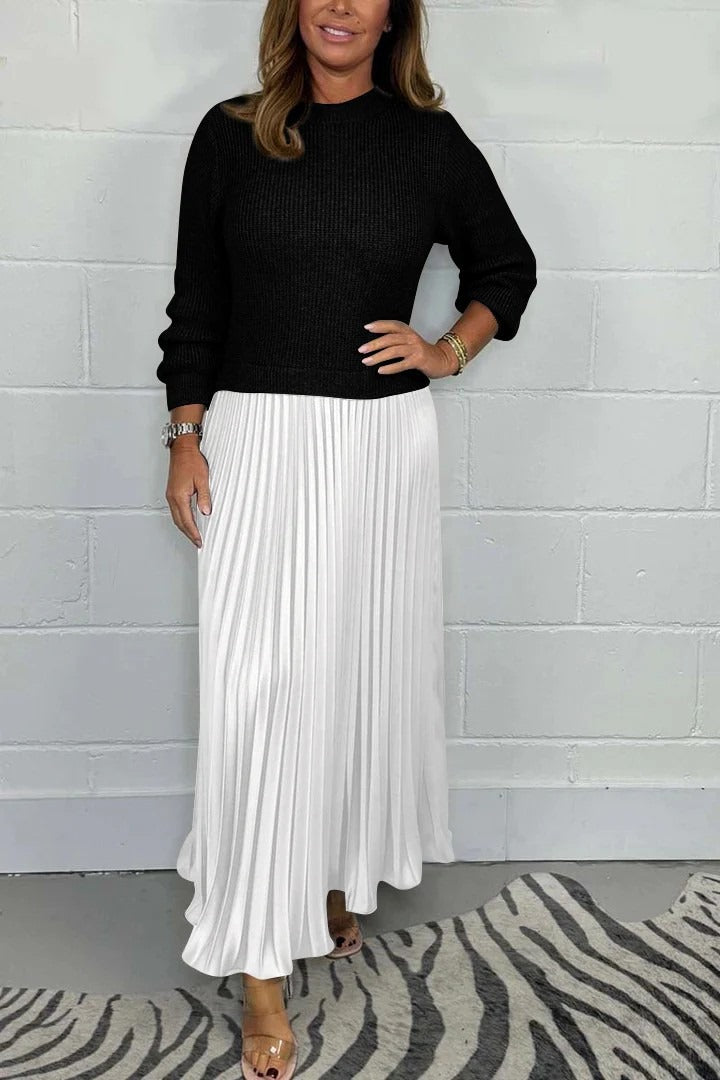 CAMILLA – ROBE MAXI AVEC SWEATER ET JUPE PLISSEE