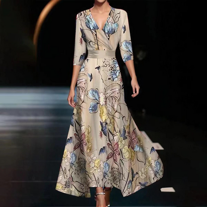 Leyla - Robe enveloppante florale intemporelle