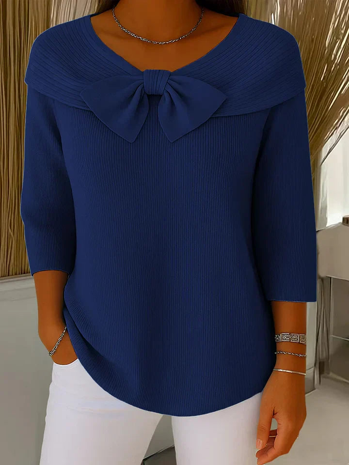 Emma – Pull Femme avec Nœud et Encolure Ronde