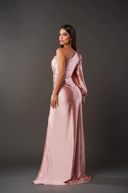 Florencia – Robe satinée à une épaule dénudée, élégante et raffinée