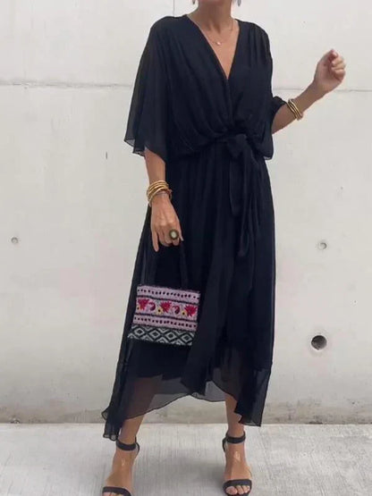 Kryziah - Robe en Soie Élégante à Décolleté en V