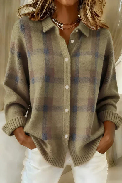 Gisèle – Pull en tricot à carreaux doux