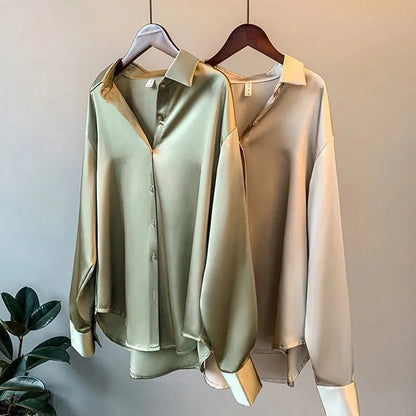 Olivia - Blouse en Satin de Luxe à Manches Longues