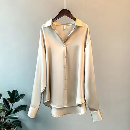 Olivia - Blouse Luxe en Satin à Manches Longues